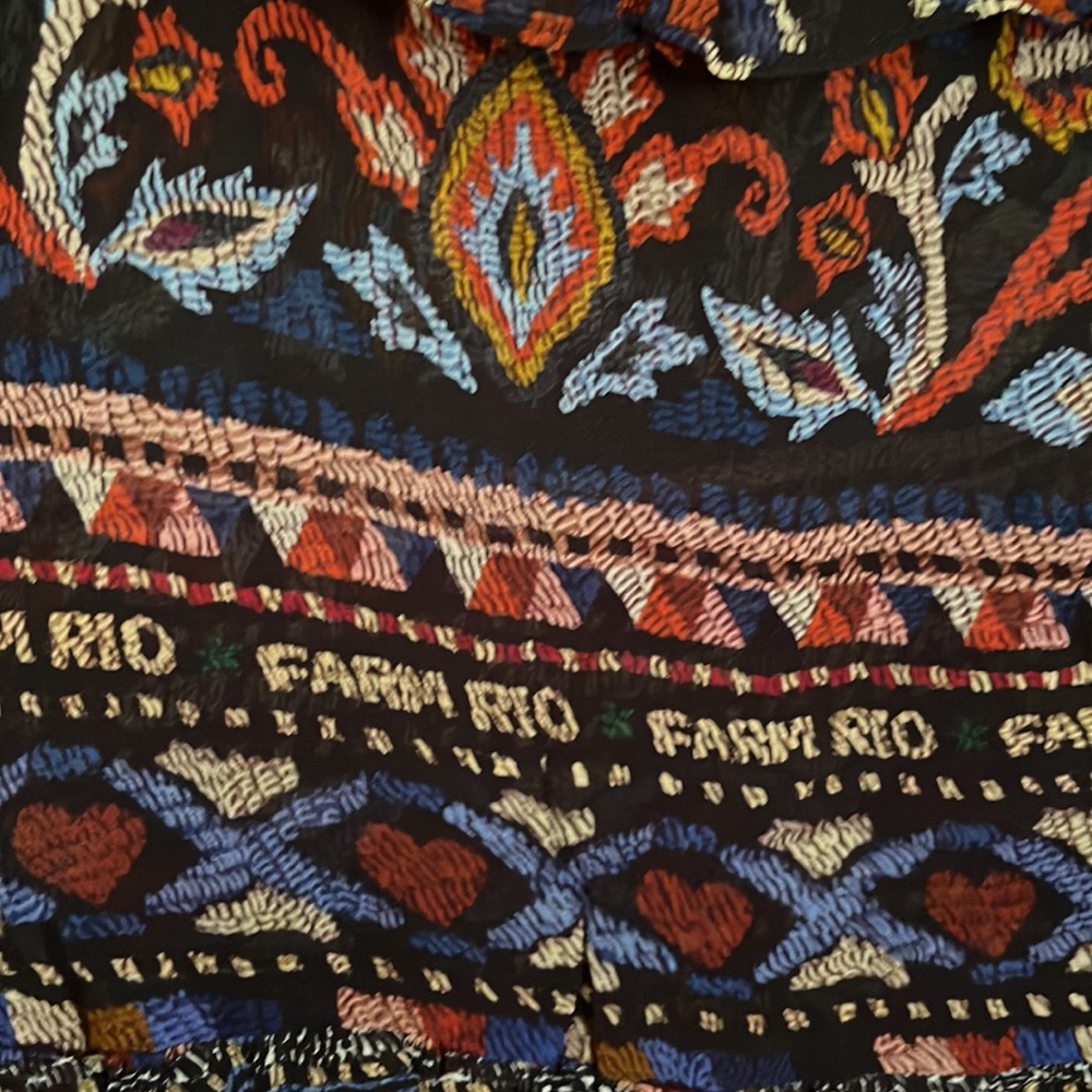 Farm Rio Ainika Tapestry Blue Maxi Skirt Tiered Size M - Picture 9 of 16